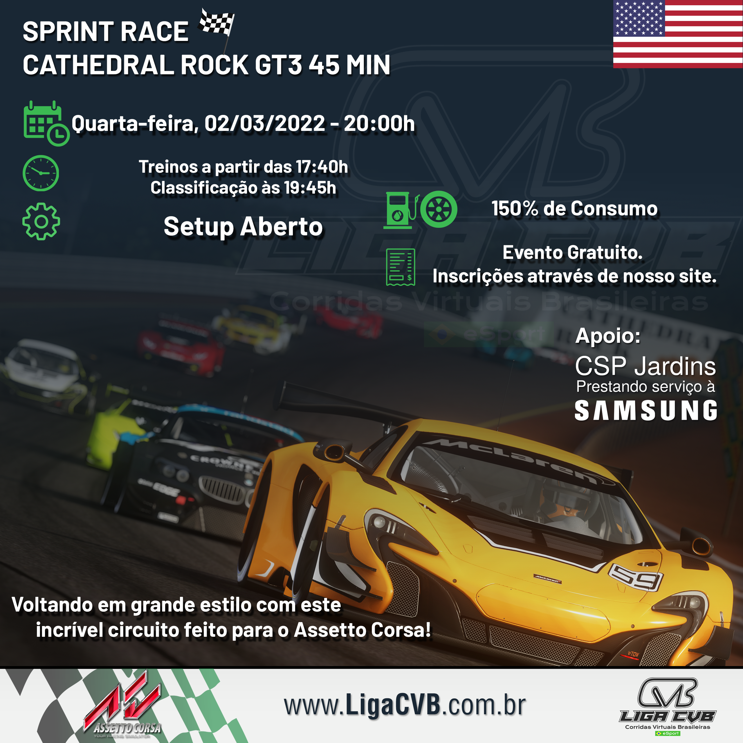 Sprint Race - Cathedral Rock GT3 45 Min - Assetto Corsa - Liga CVB